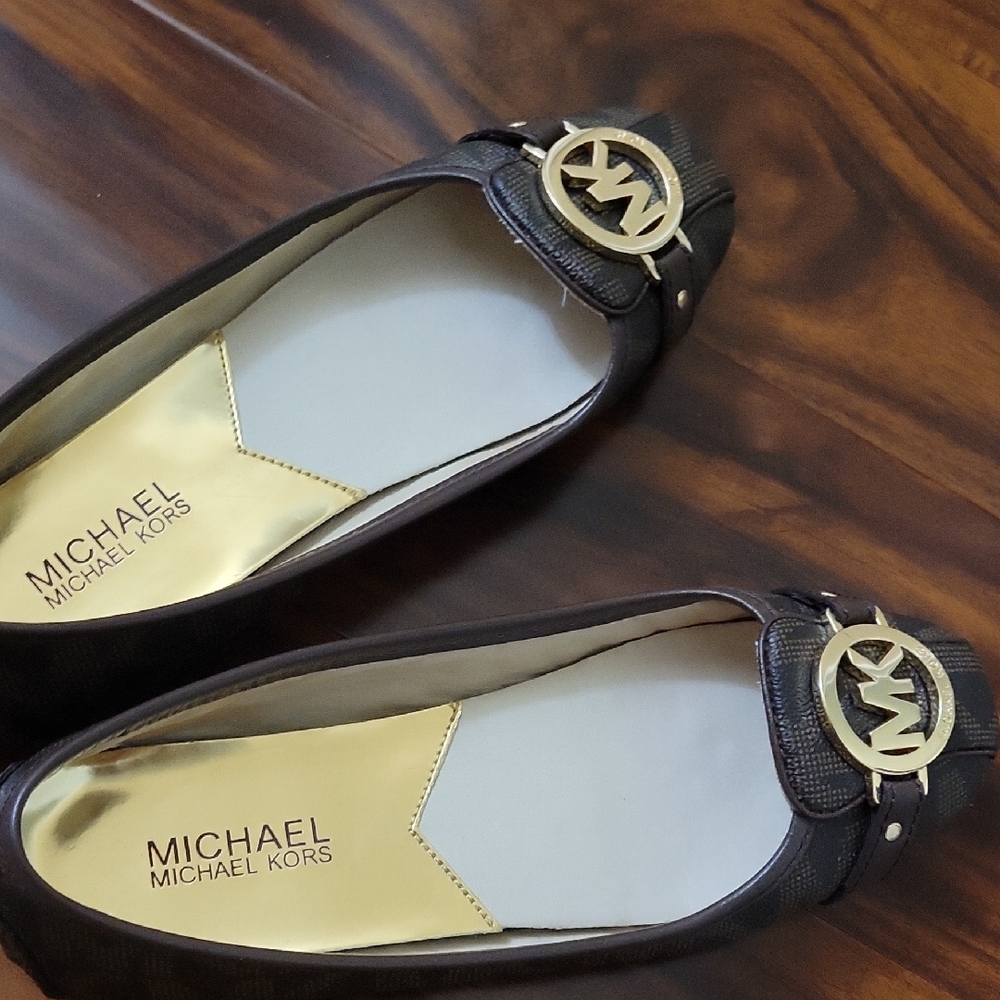 Michael Kors Dark Brown Loafers with Gold Accents - Picture 5 of 10
